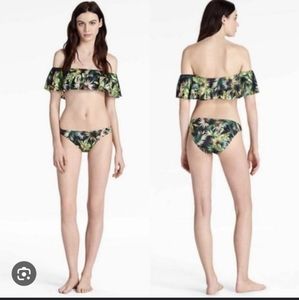 2pc Coastal Palms Off-The-Shoulder Bikini Swim Top and Bottom - Lucky Brand L